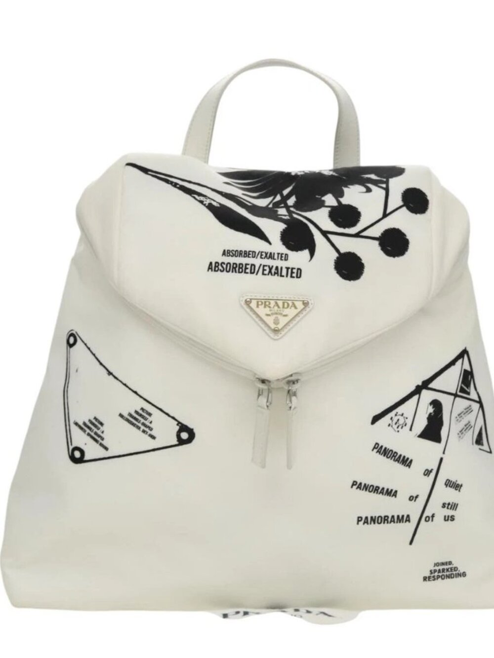 PRADA Backpack Nylon White Silver
